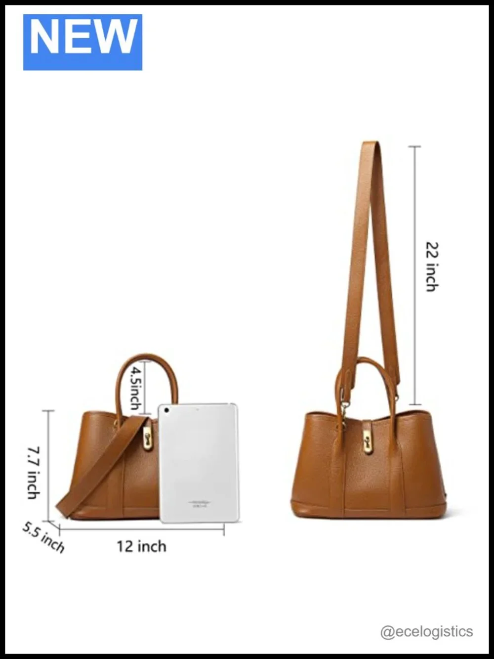 Genuine Leather Top Handle Satchel Tote Bag for Women with Twist Lock